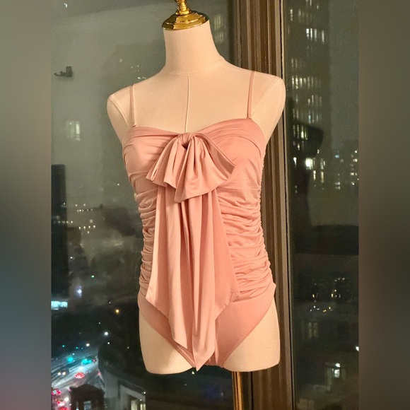 🆕 ZIMMERMANN 🧿 NWT August Drape Bow 1PC Bathing Suit - Dusty Pink Sz 1 US 4/6 - Picture 3 of 16